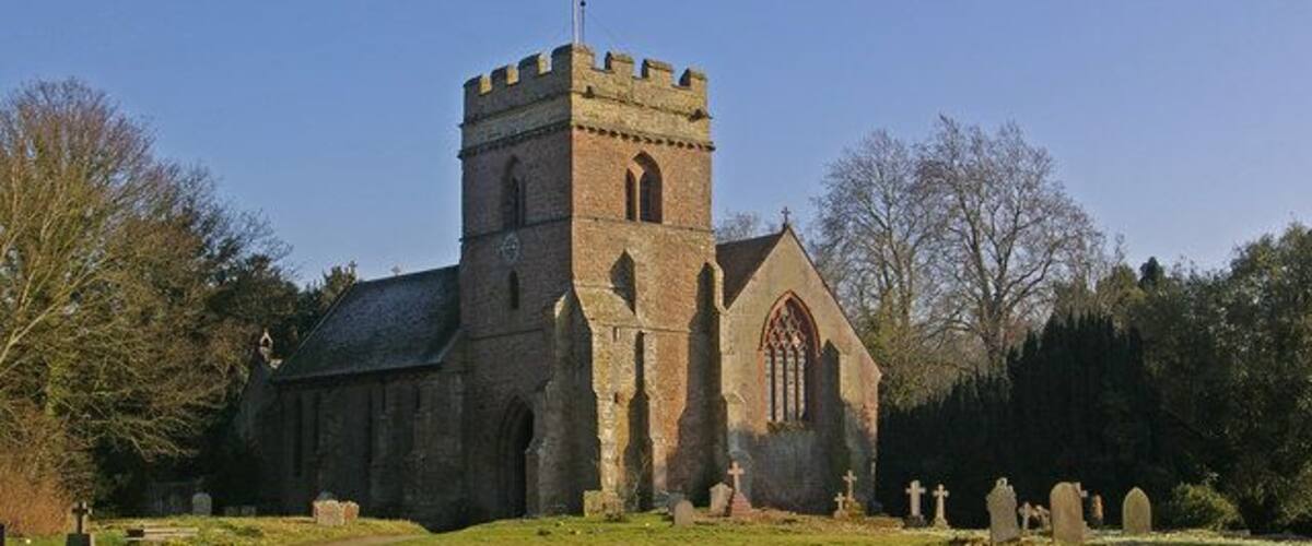 St Mary the Virgin, Bromfield, near to Bromfield, Shropshire, Great Britain. Originally a Benedictine Priory church, dating from 1155, with 13th and 16th century additions and restored in 1890.