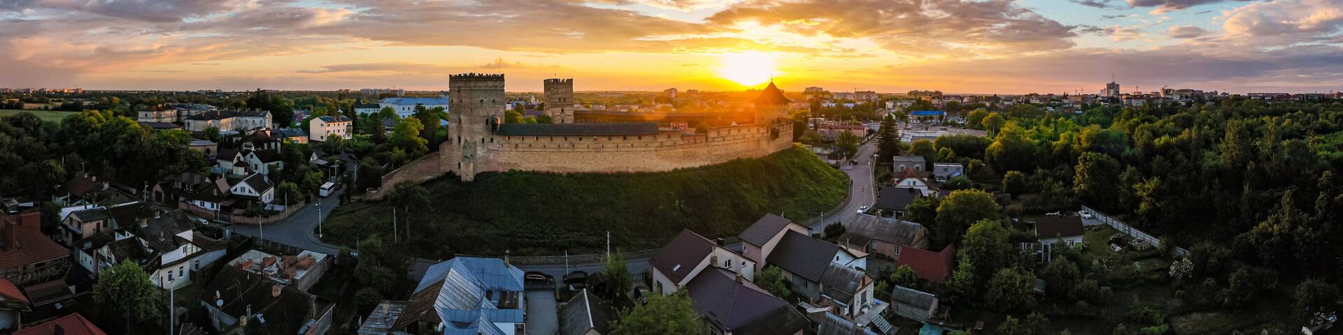 Aerial view on Lubart's castle in Lutsk, Ukraine from drone