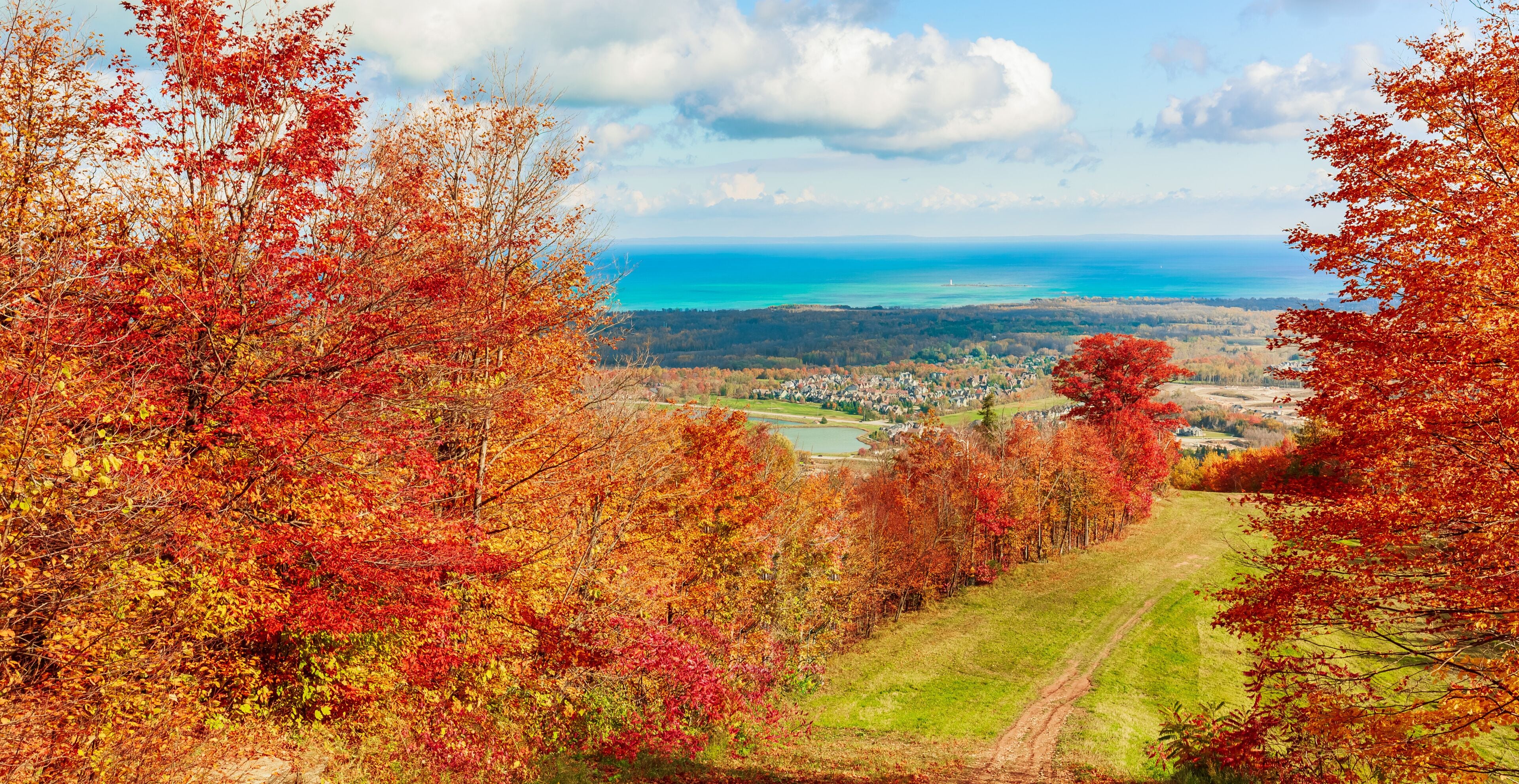 gorgeous view on Georgian bay, lake Huron from Blue Mountain, Collinwood, Grey county, Ontario,canada