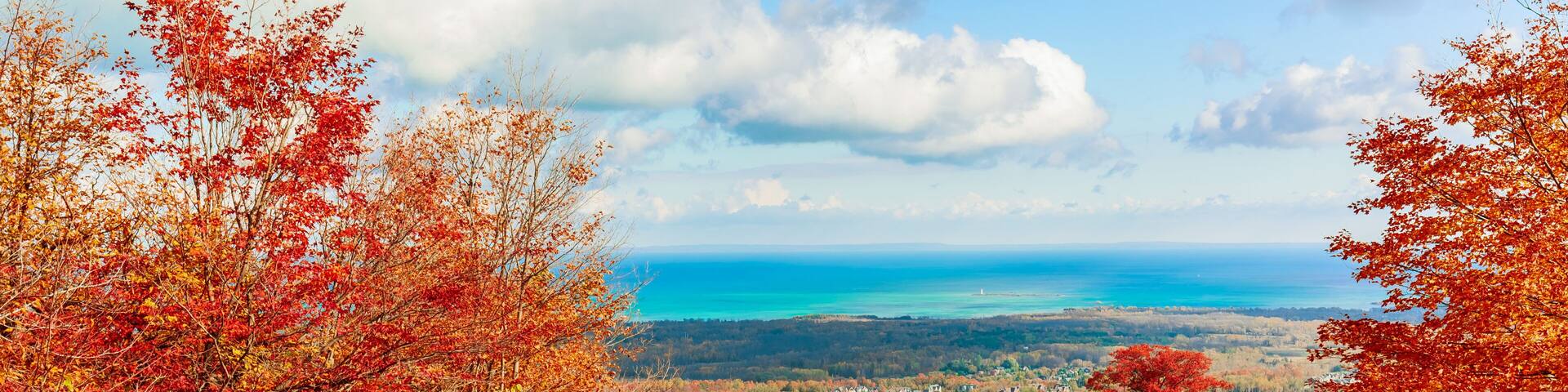 gorgeous view on Georgian bay, lake Huron from Blue Mountain, Collinwood, Grey county, Ontario,canada