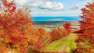 gorgeous view on Georgian bay, lake Huron from Blue Mountain, Collinwood, Grey county, Ontario,canada