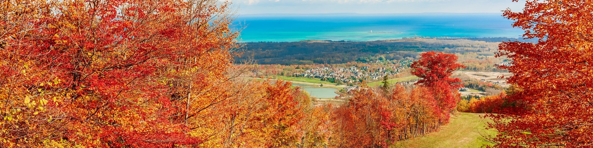 gorgeous view on Georgian bay, lake Huron from Blue Mountain, Collinwood, Grey county, Ontario,canada