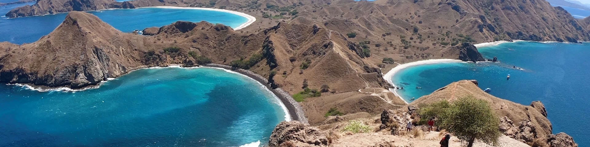 The 20-25 mins hike up Padar Island is worth the effort for this beautiful shot of the 3 colour beaches, pink, white and black