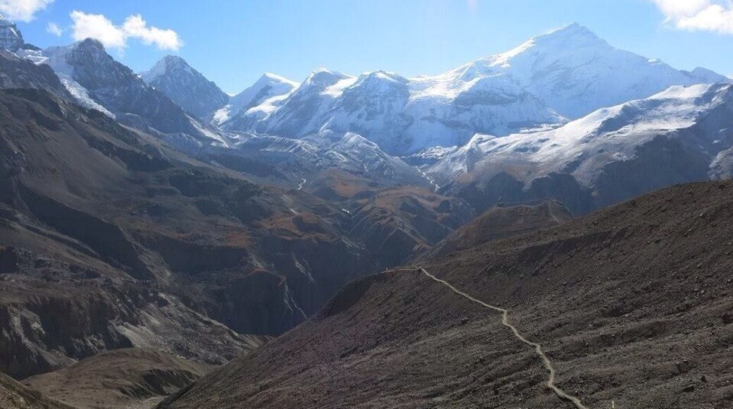 The views looking back on the way to Thorung La, the highest peak on the Annapurna Circuit, are astounding!