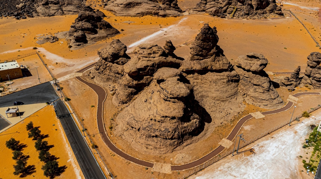 Saudi Arabia, Hail Province, Jubbah,Saudi Arabia, Hail Province, Jubbah, Aerial view of sandstone outcrops of Jebel Umm Sanman