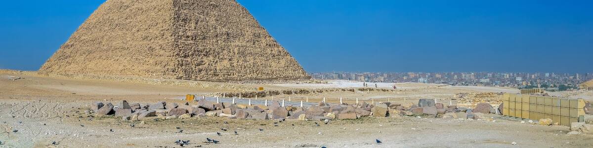 View with the Pyramid of Cheops. Al Haram, Giza Governorate, Egypt, Africa
