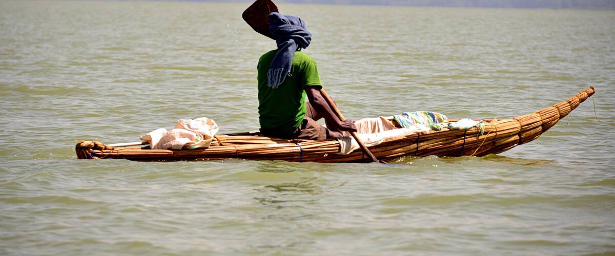 Ethiopia,Bahir Dar,
Fisherman on Lake Tana, on a papyrus boat