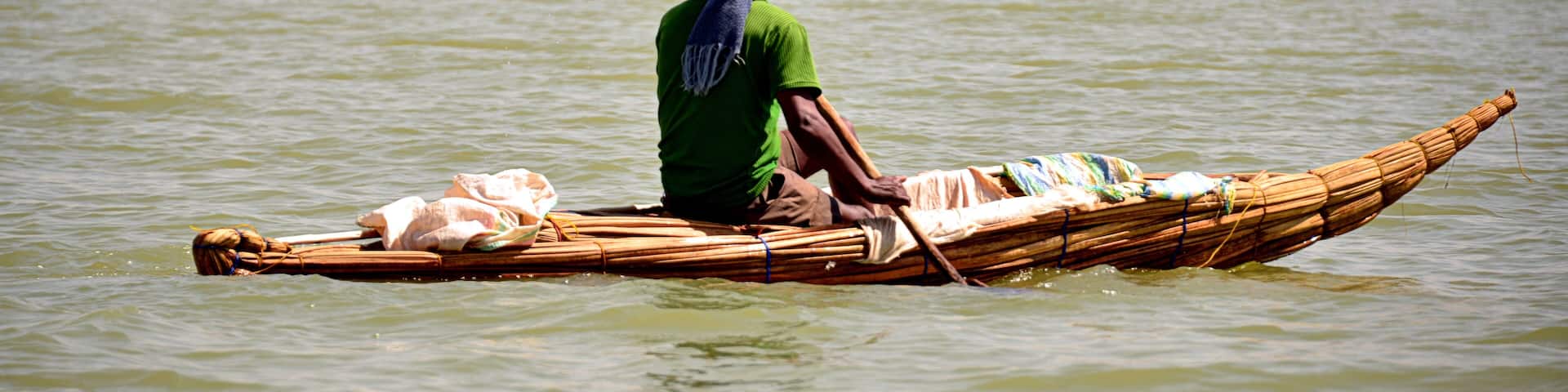 Ethiopia,Bahir Dar,
Fisherman on Lake Tana, on a papyrus boat