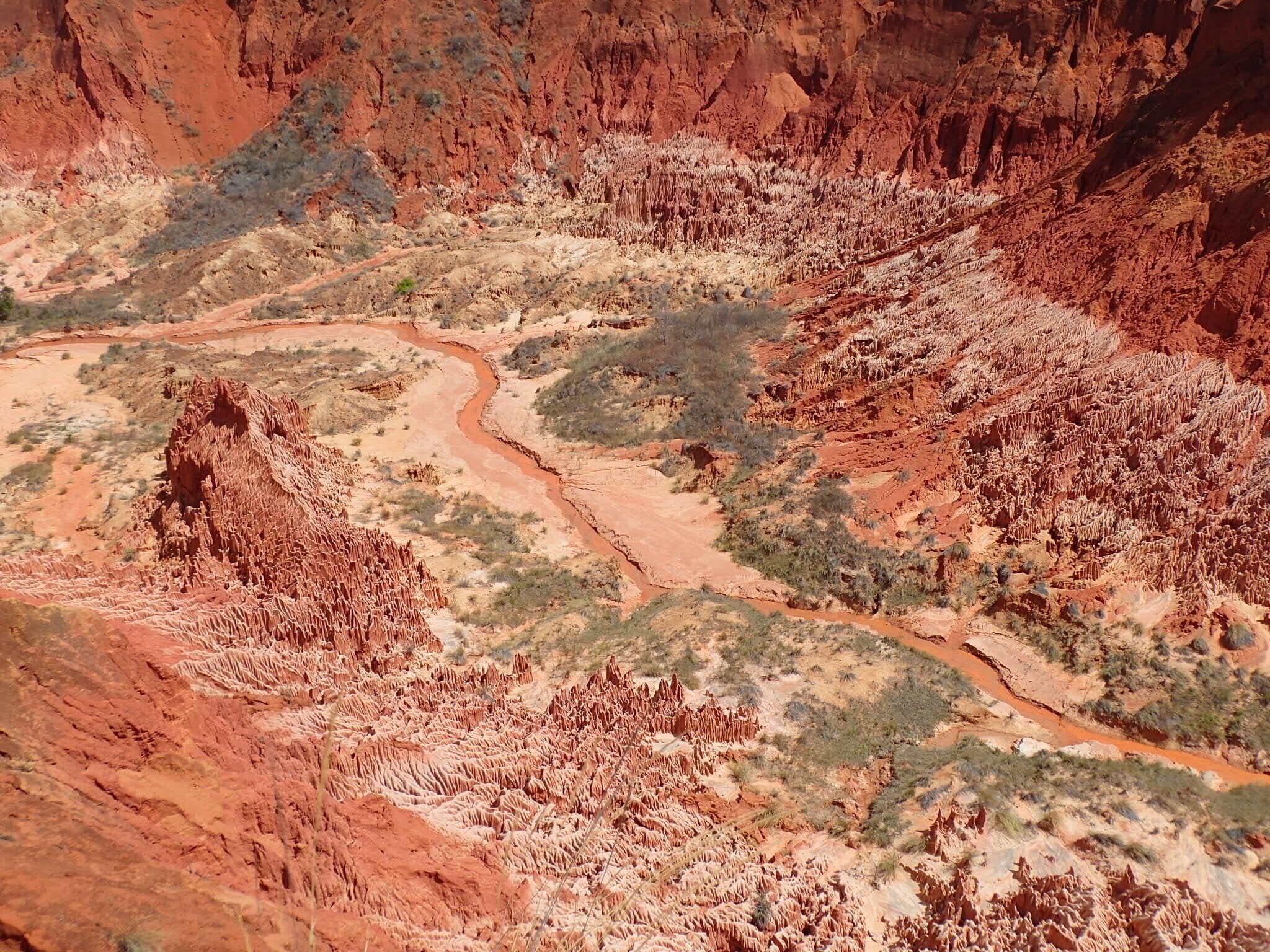 The Tsingy Rouge Canyon viewed from the road/track. Beautiful natural rock formations. 