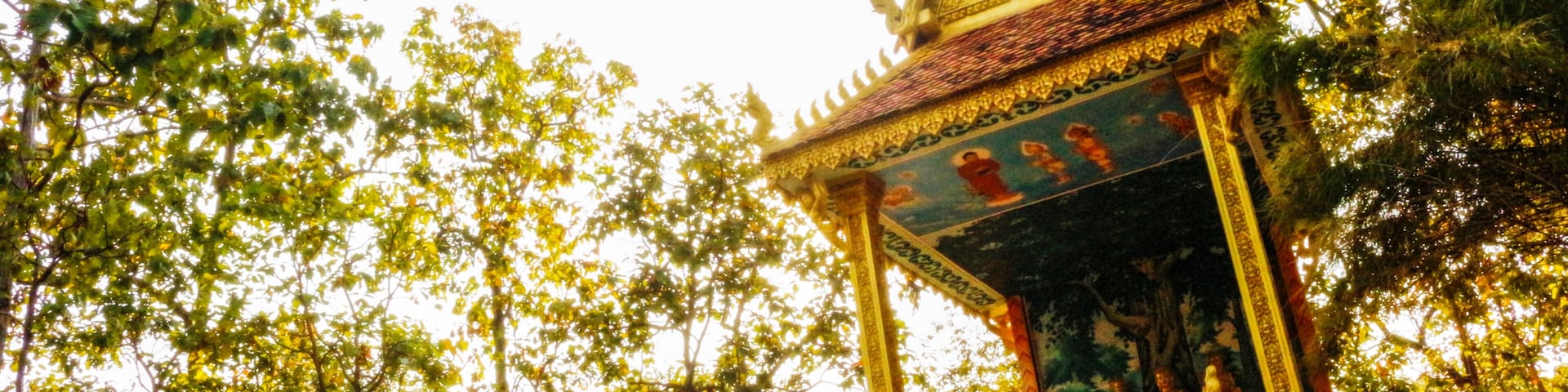 View to the small pavilion temple on the hill in pursat, cambodia