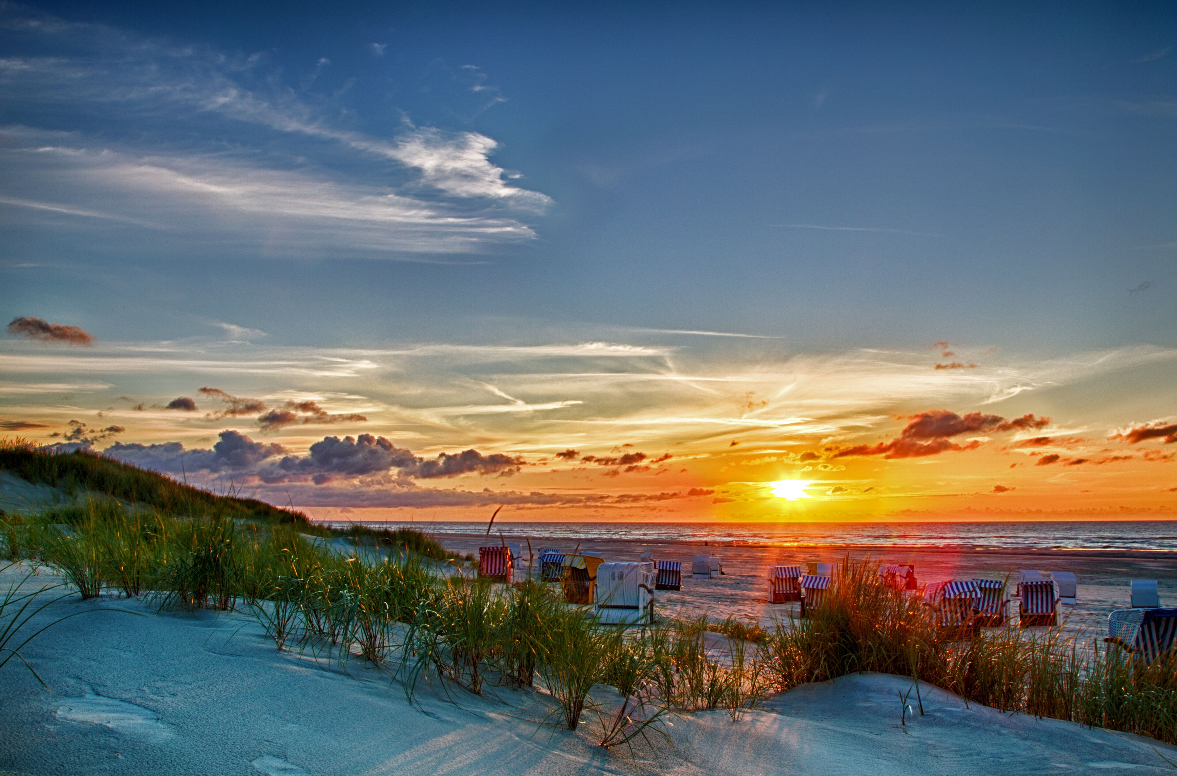 Sunset on the beach of the north sea island Juist in East Frisia, Germany, Europe., Shutterstock ID 740821651, Purchase Order: -