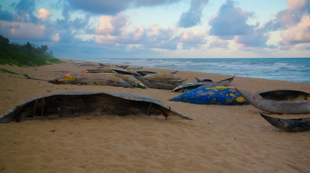 Fishermans boats at the seashore of Indian ocean, Brickaville,Atsinanana region, Madagascar