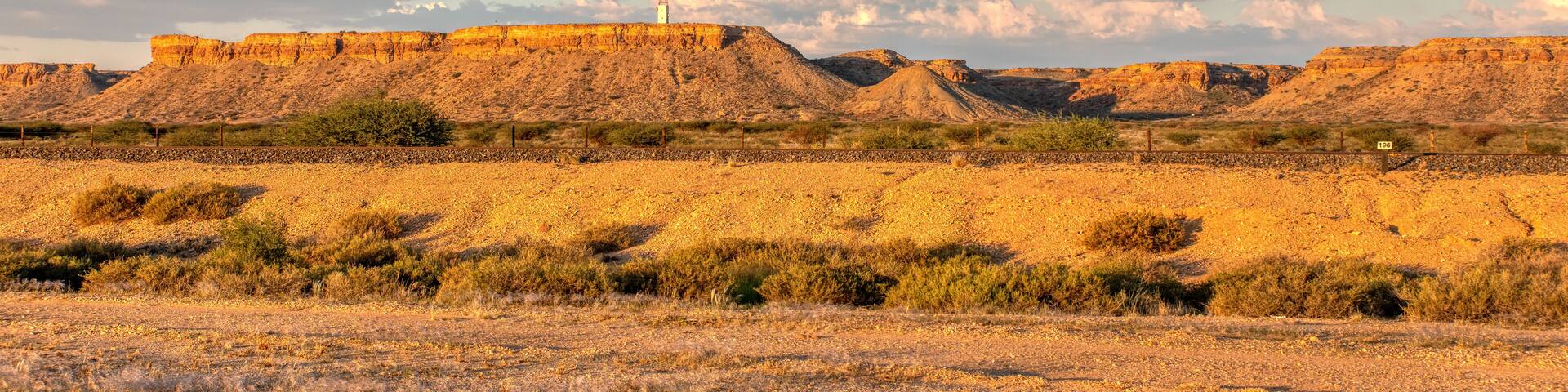 Namibia landscape with table Mountain near city Mariental, Africa wilderness