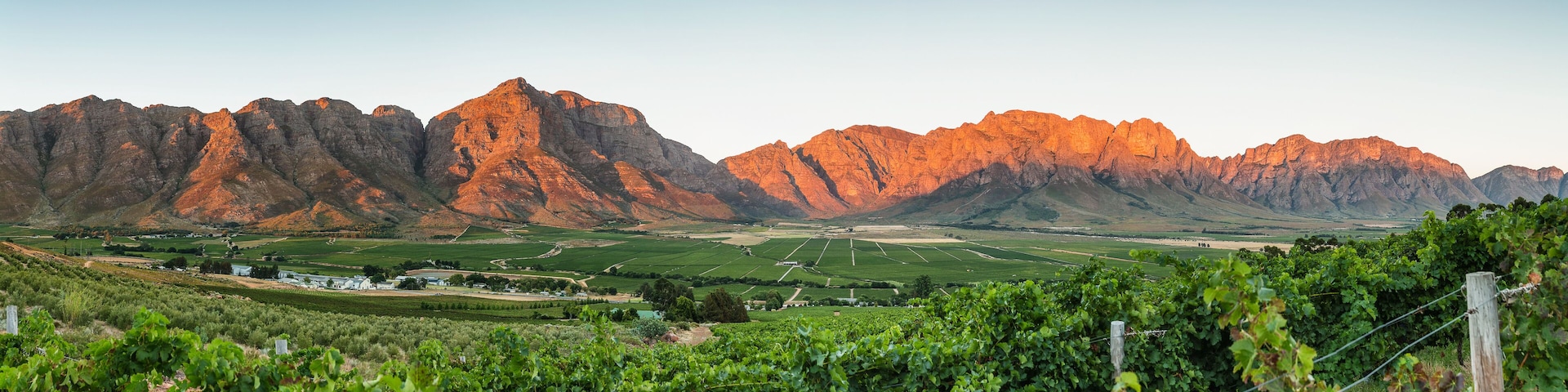 Panoramic View of the Slanghoek Valley near the town of Worcester in the Breede Valley in the Western Cape of South Africa