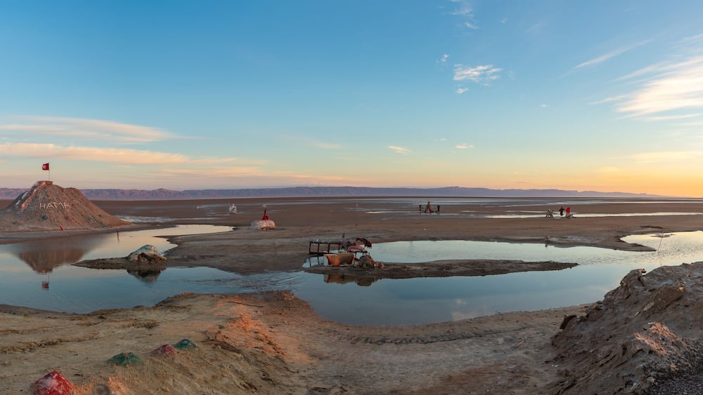 Chott el Djerid Salt Lake at Sunrise Panorama