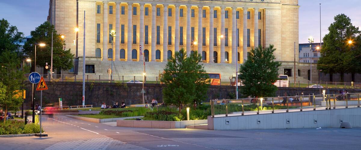 Etu-Toolo showing night scenes and an administrative buidling