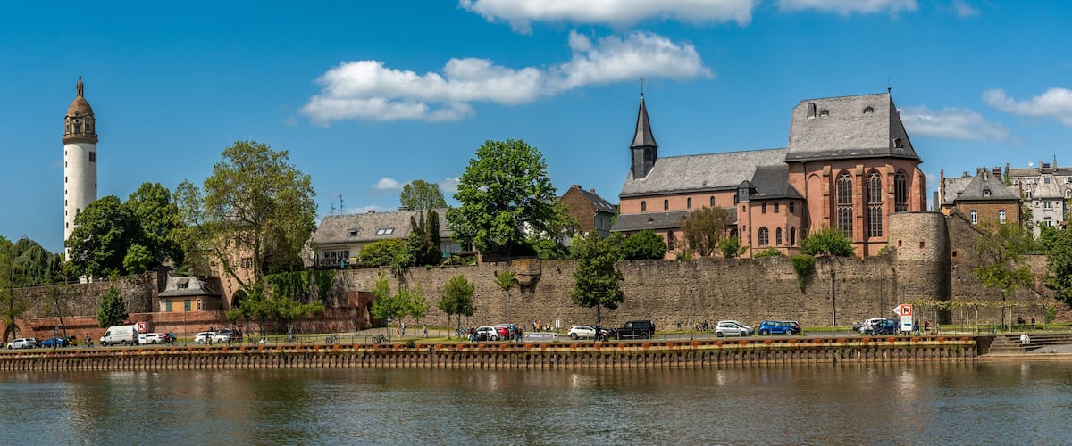 Historic old town of Frankfurt Hoechst on the Main river bank