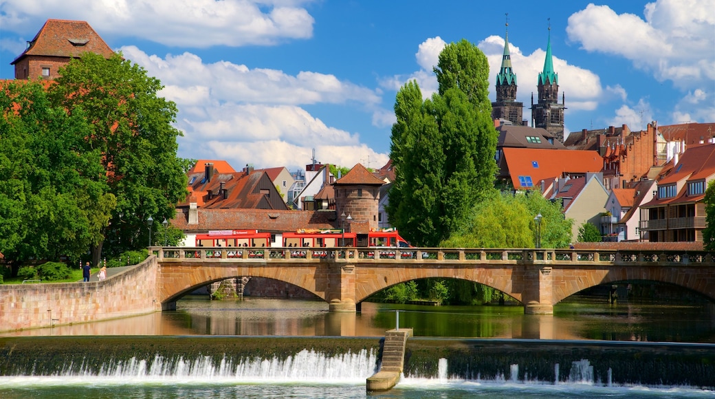 Nuremberg featuring a river or creek, a bridge and heritage elements