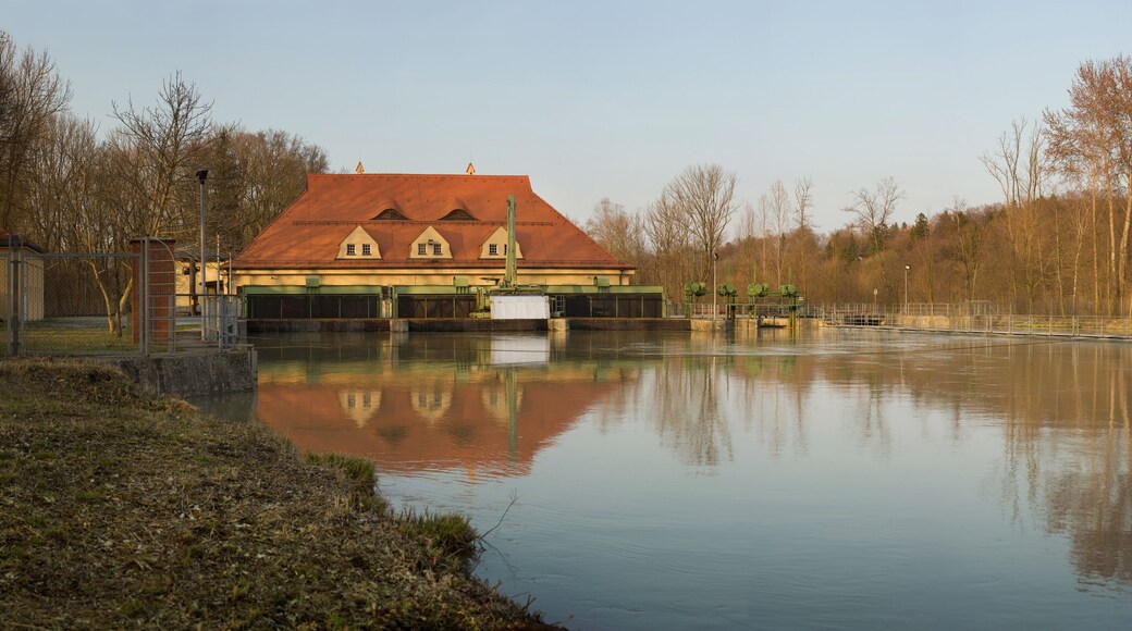 Feed of river power plant Isar 1, Isarkanal, Munich, Germany
