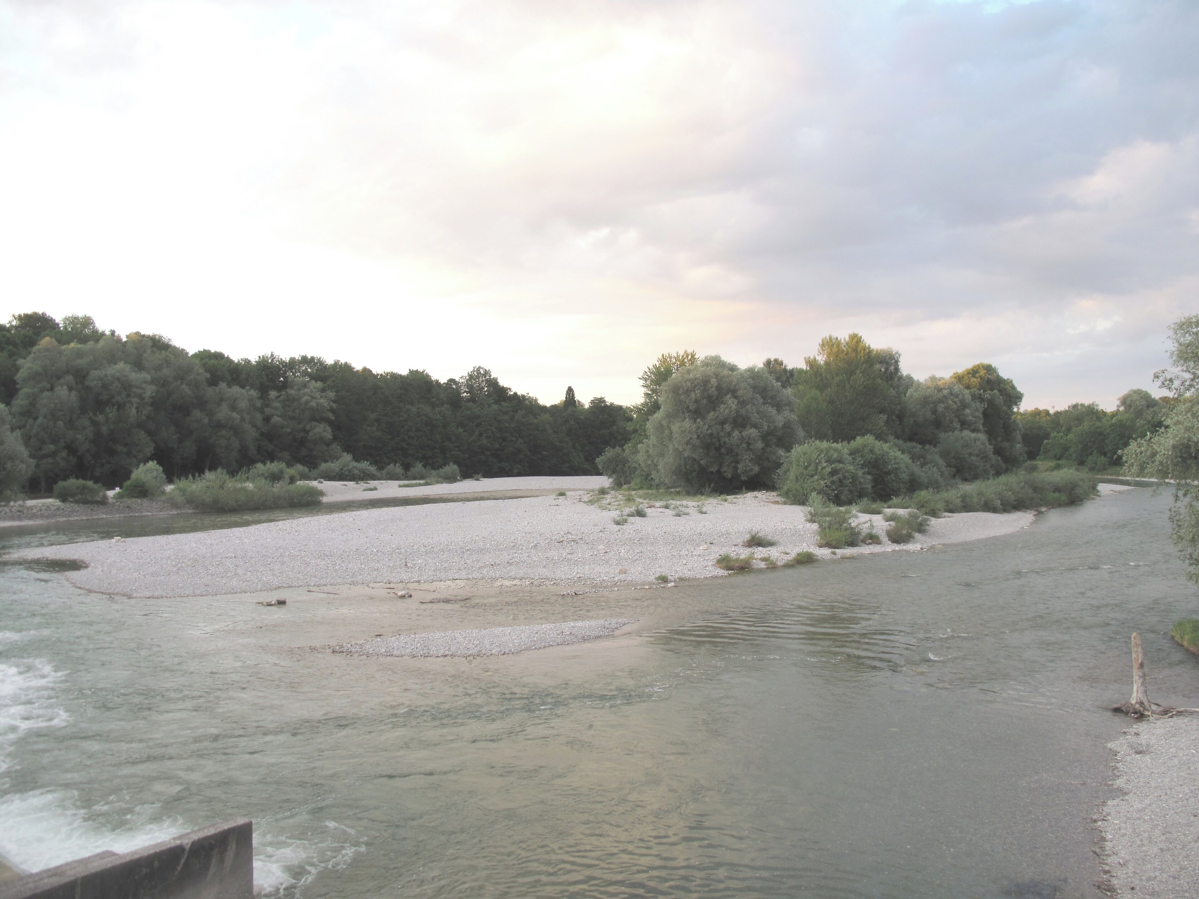 The Flaucher and the river Isar in Munich (district: Thalkirchen) in the evening.