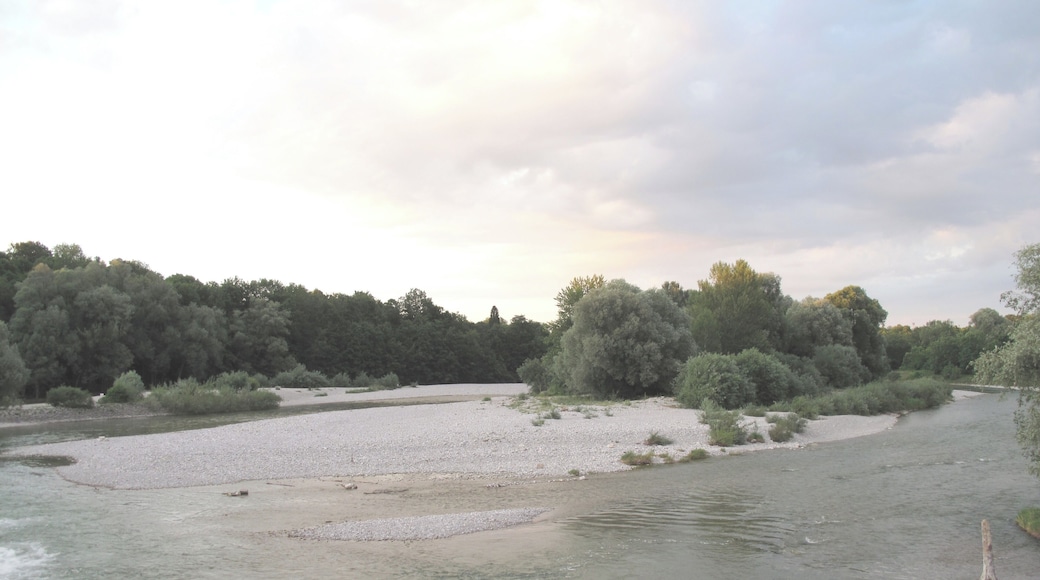 The Flaucher and the river Isar in Munich (district: Thalkirchen) in the evening.