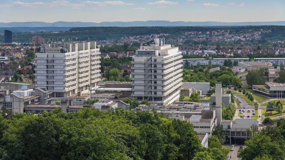 The twin buildings Pfaffenwaldring 55/57 on the campus of the University of Stuttgart, Stuttgart-Vaihingen, Germany.