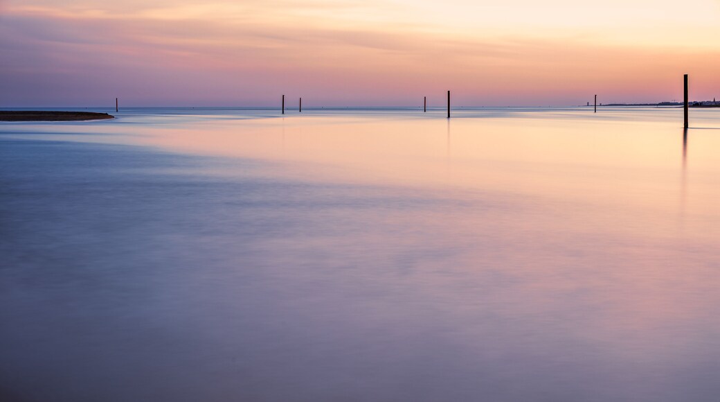 a sunny summer sunset over the Bibione Pineda lagoon, Bibione, san michele al tagliamento, Venice