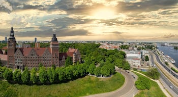 The beautiful view of the city of the old town of the capital of the state of the region of Szczecin w Polsce