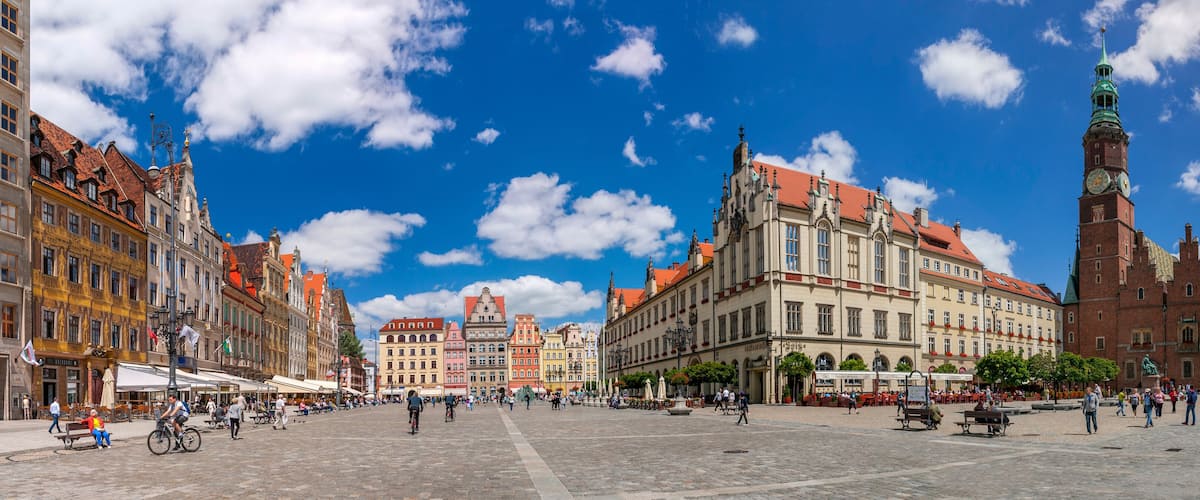 Market square in Wrocław, Lower Silesian Voivodeship, Poland