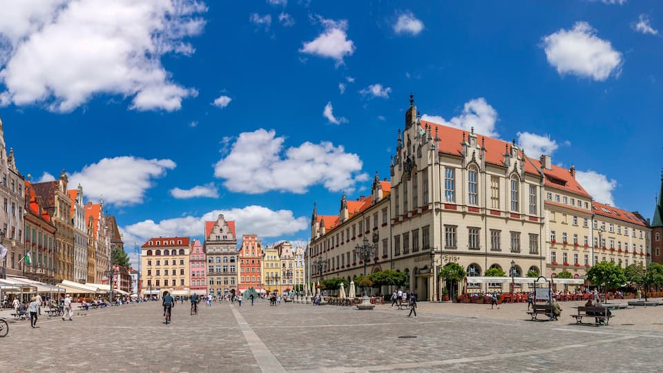 Market square in Wrocław, Lower Silesian Voivodeship, Poland