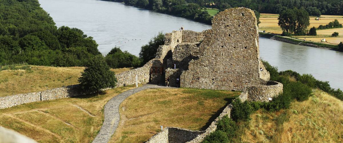 Panoramic View of Devin Castle Ruins Overlooking the Danube in Bratislava