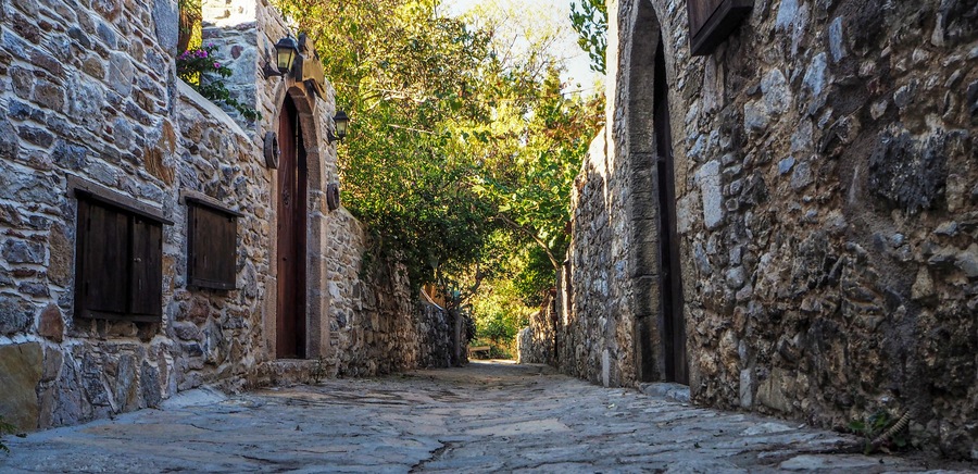The old town of Datça and its streets and houses made with local stonework