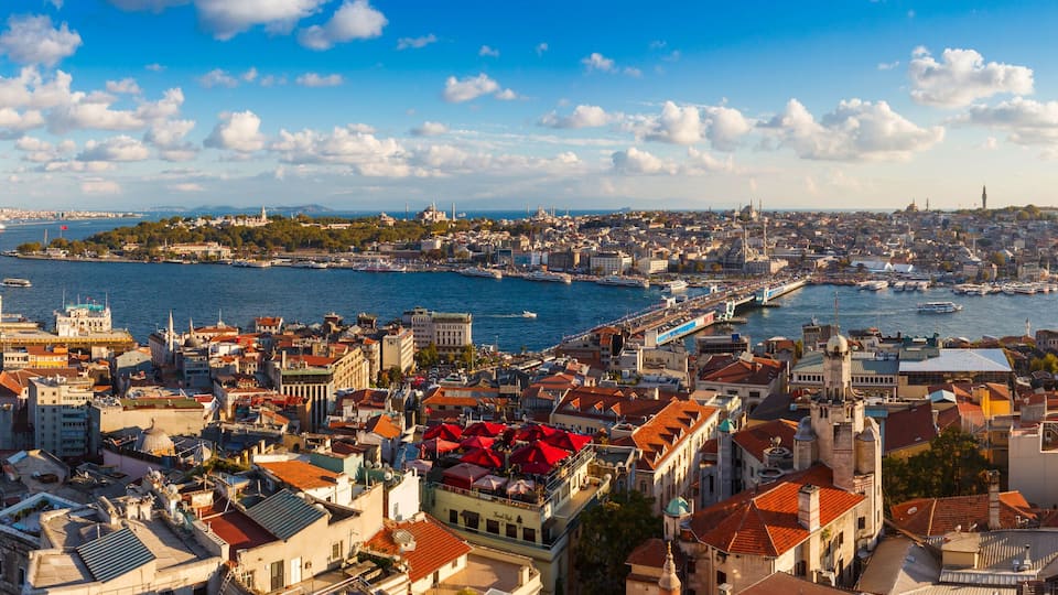 Panorama of Golden Horn Gulf and the Bosphorus in Istanbul