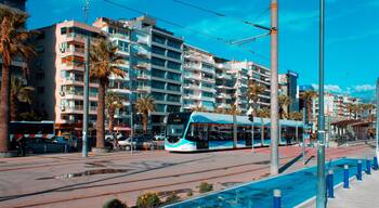 Tram going Izmir Turkey Karsiyaka