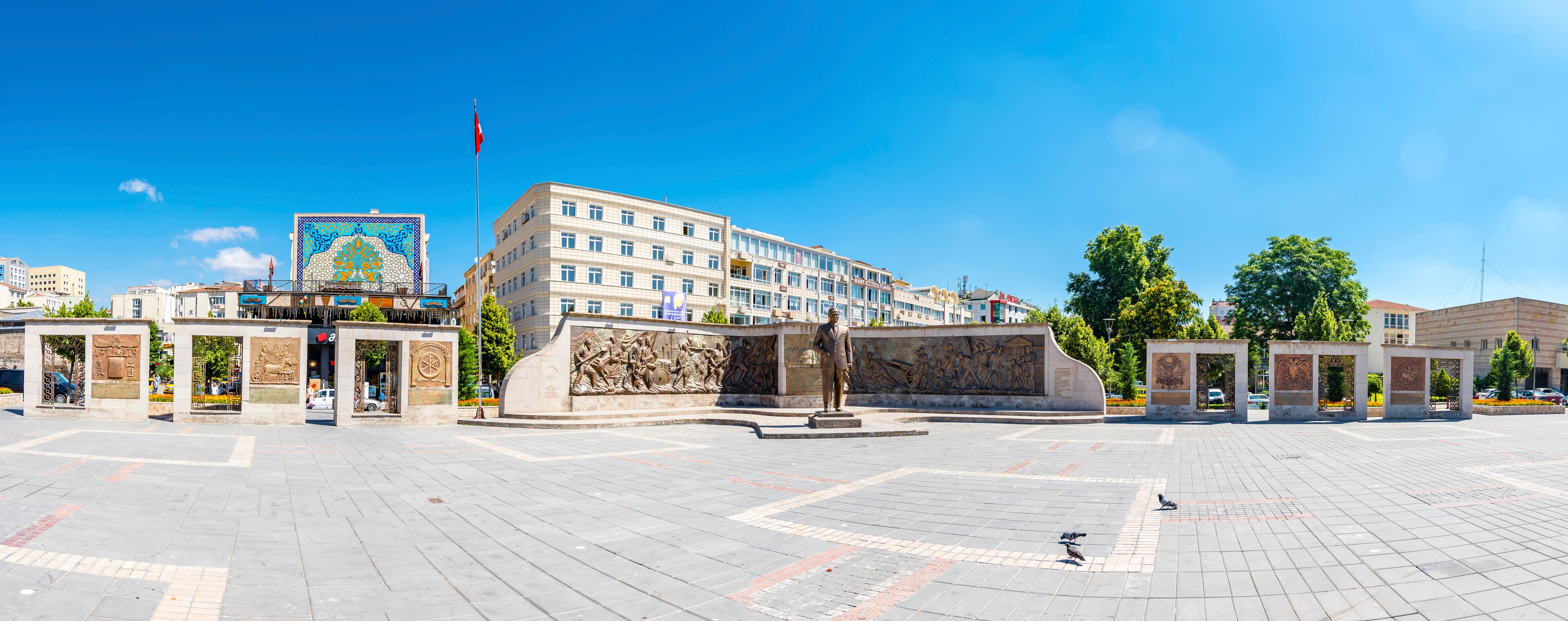Ataturk Statue view at Cumhuriyet Square in Kayseri City of Turkey.