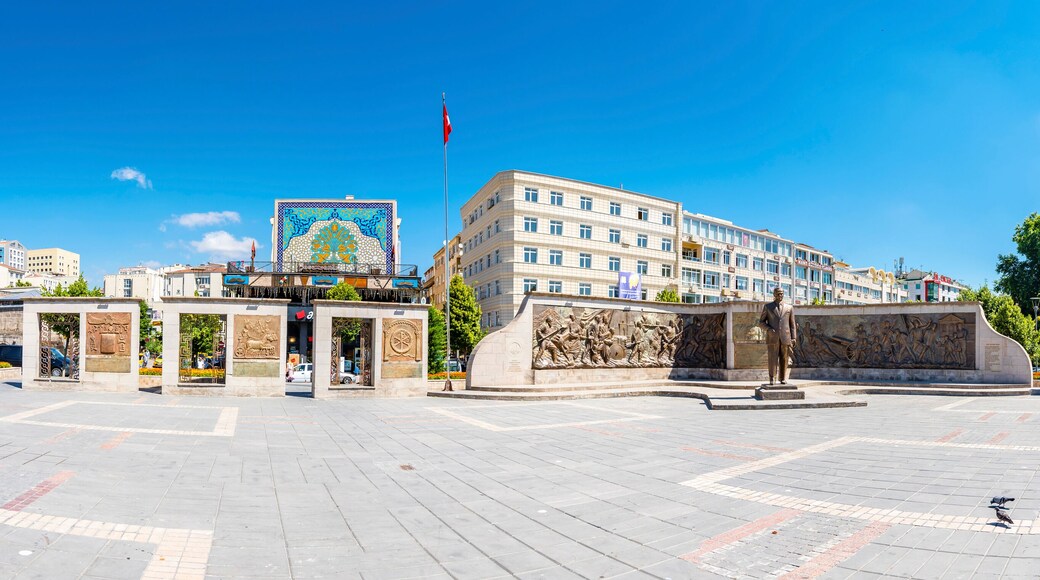 Ataturk Statue view at Cumhuriyet Square in Kayseri City of Turkey.