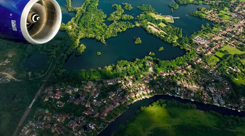 Gorgeous view just after taking off from London Heathrow bound for Washington Dulles.