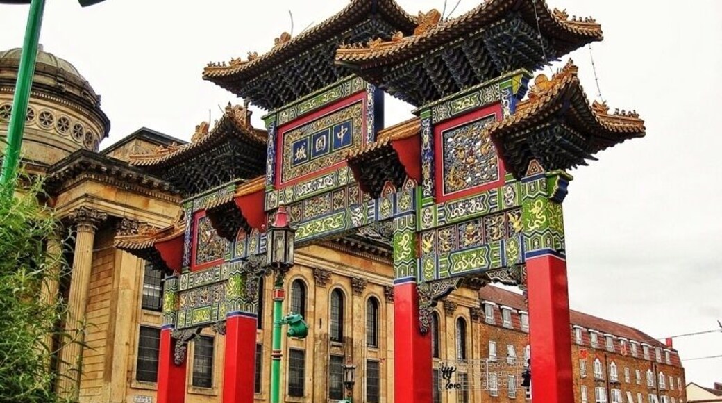 The arch is located at the gateway to China town in Liverpool. It is the largest multi-span arch of its kind outside of China. Liverpool has the oldest Chinese community in Europe.