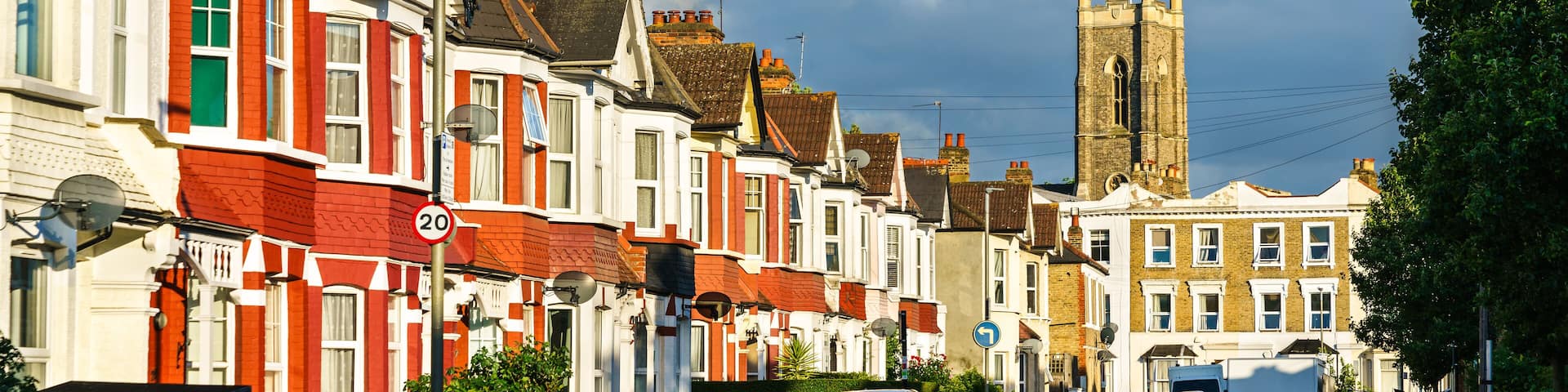 Typical English houses in Tooting, South London, England