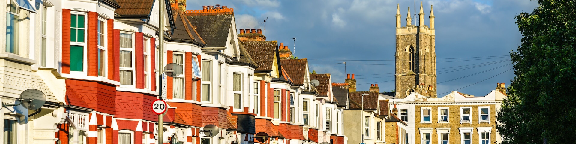 Typical English houses in Tooting, South London, England