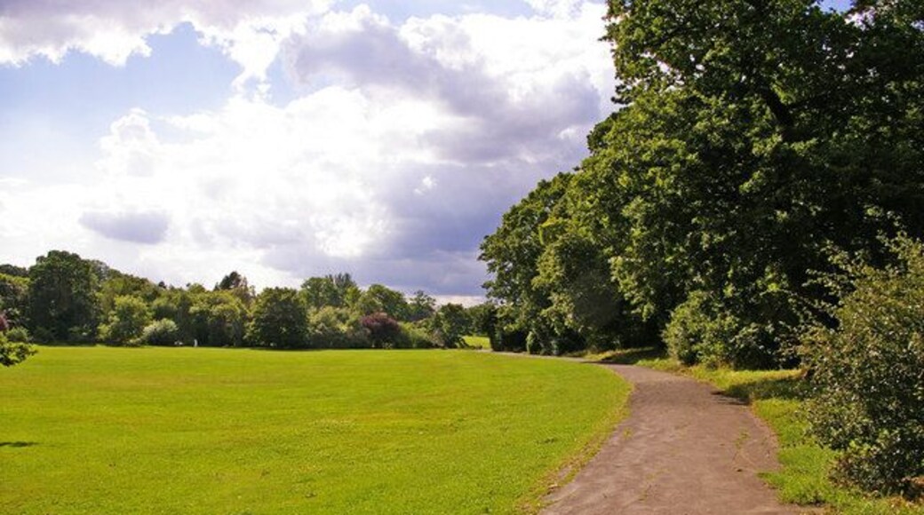 Path across Arnos Park, London N14 Path leading across Arnos Park towards the entrance in Waterfall Road.