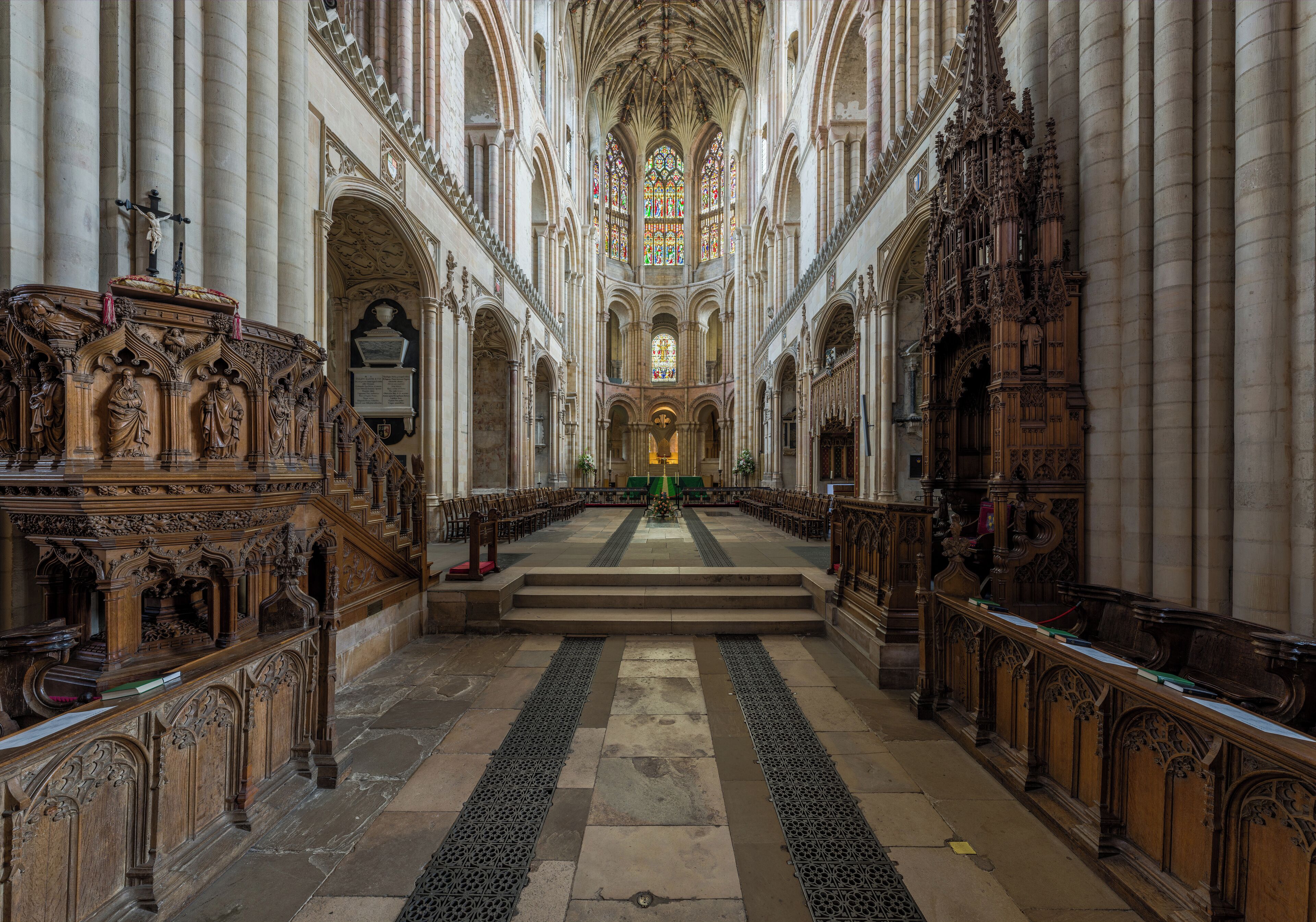 The view from the choir to the presbytery of Norwich Cathedral in Norfolk, England.