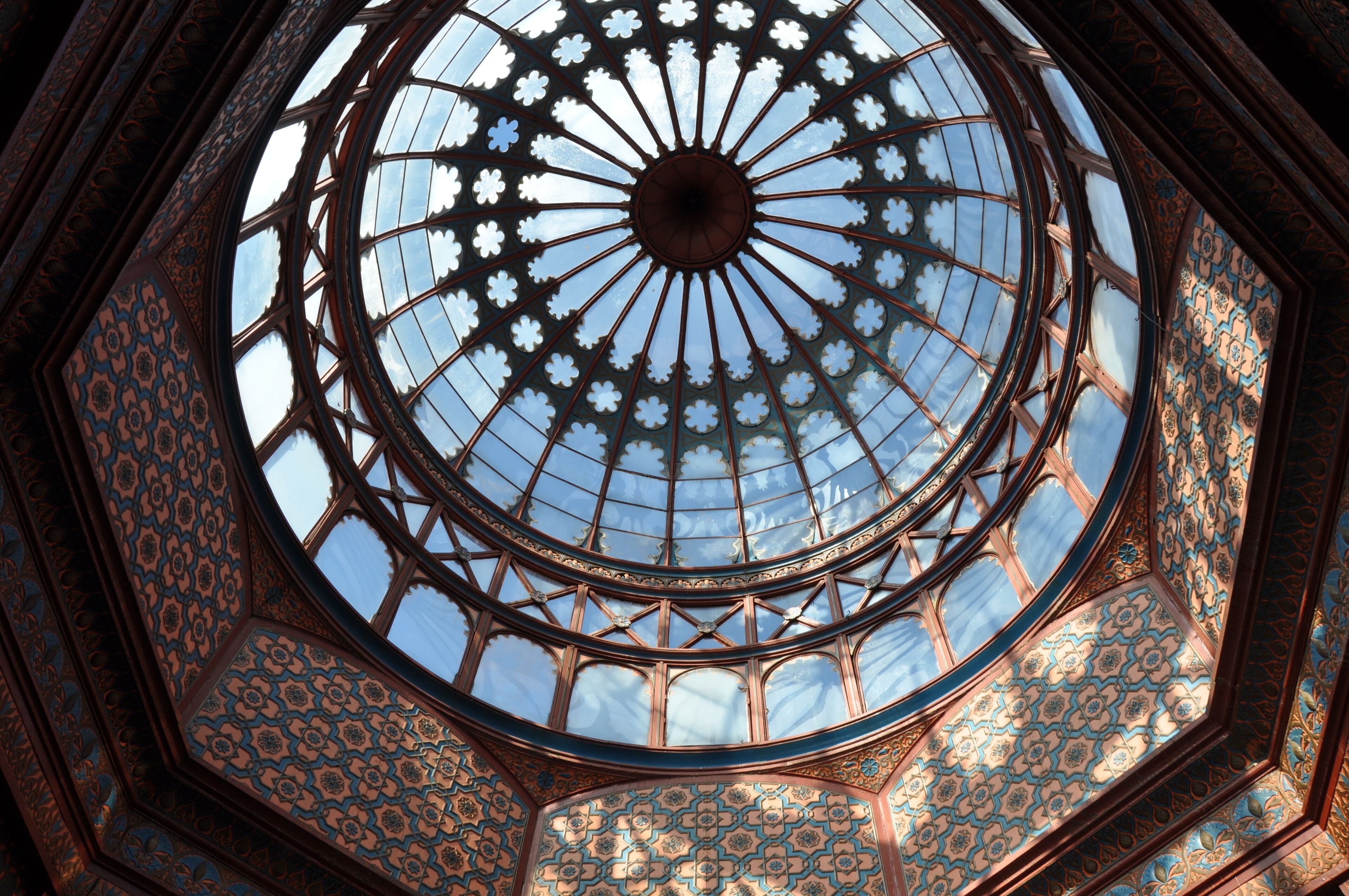 Interior dome of the Kiosco Morisco de Santa Mari­a la Ribera, Mexico City
