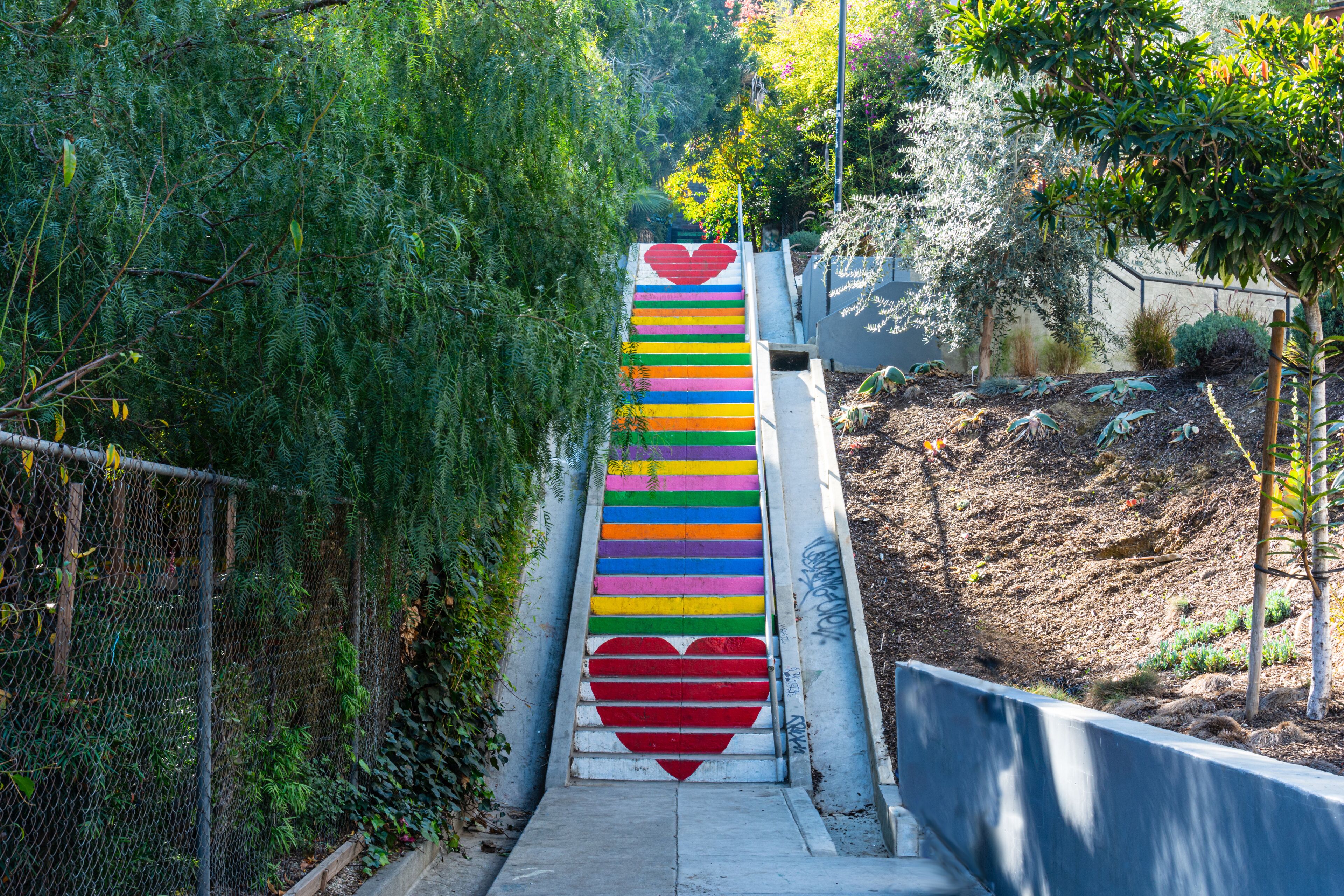 View of the Rainbow Staircase in Silver Lake, Los Angeles, California, USA
