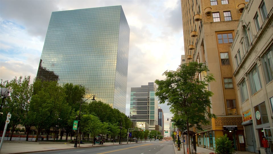 Downtown Newark which includes a city and a high rise building