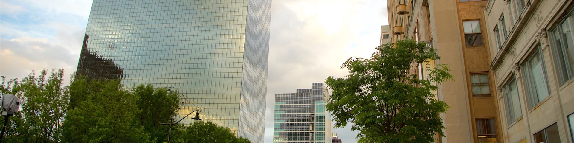 Downtown Newark which includes a city and a high rise building