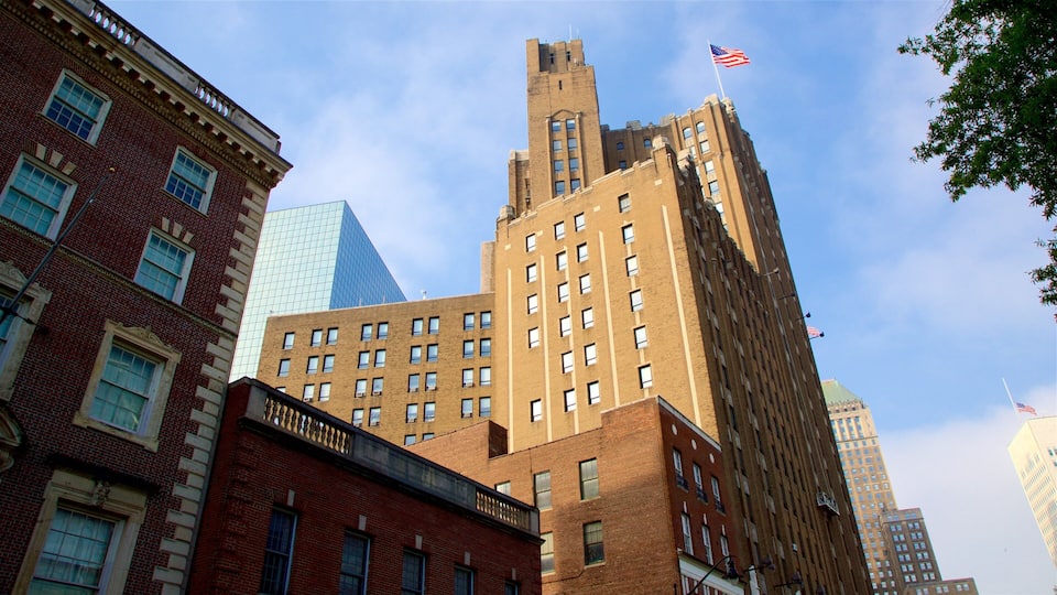 Downtown Newark which includes a city, landscape views and a skyscraper