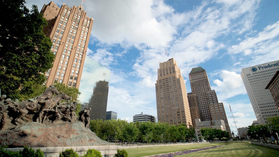 Downtown Newark featuring a park, a city and a high rise building