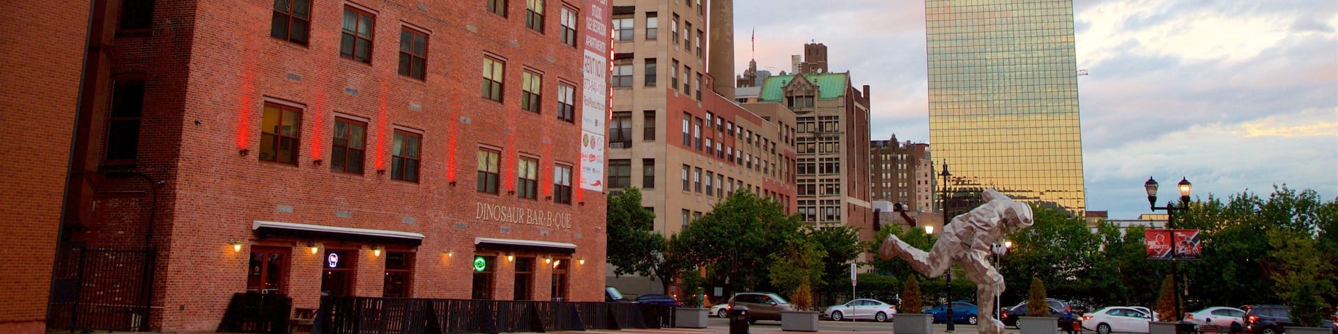 Downtown Newark featuring outdoor art, a square or plaza and a city