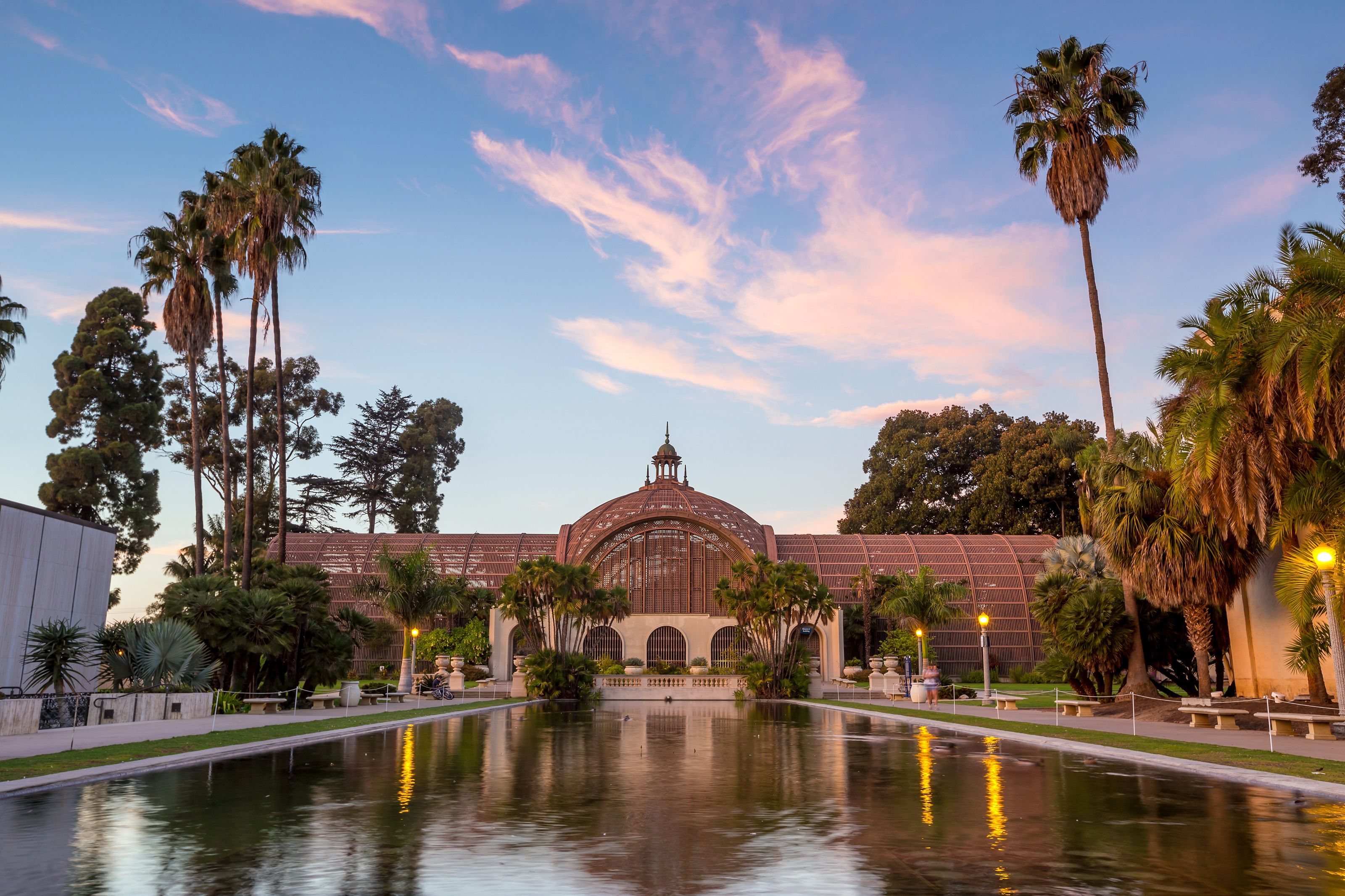 Balboa park Botanical building and pond San Diego, California